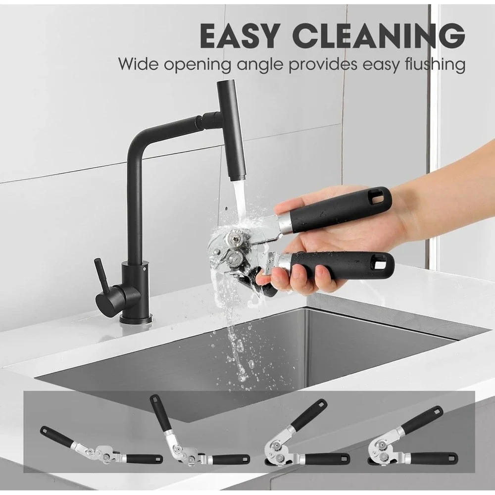 New UHIYEE Hand Held Can Opener Heavy Duty with Magnetic Lid Lifter Black 1285Rk